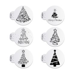 6pcs set Christmas Tree Cake Stencil Wedding Party Cake Cookie Mould Cupcake Decoration Template Cake Tool
