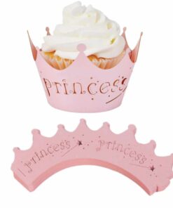 10pcs Pack Pink Cutout Princess Paper Cup Birthday Party Cake Lace Paper Laser Cut Celebration Decor
