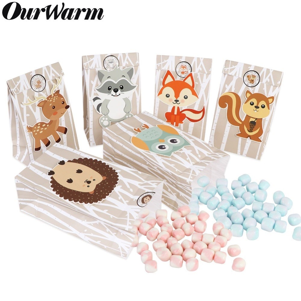 OurWarm 12× Emoji Flower Animal Paper Gift Bag Candy Bag Birthday Party Supplies 