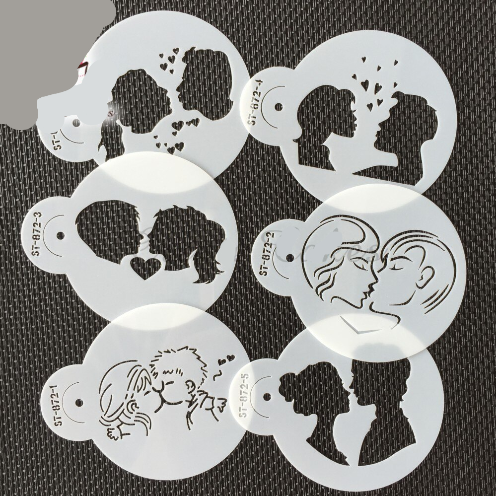 lovers-kiss-pattern-cookies-stencil-coffee-stencil-wedding-plastic-stencil-cupcake-decorating-stencil-cake-tool