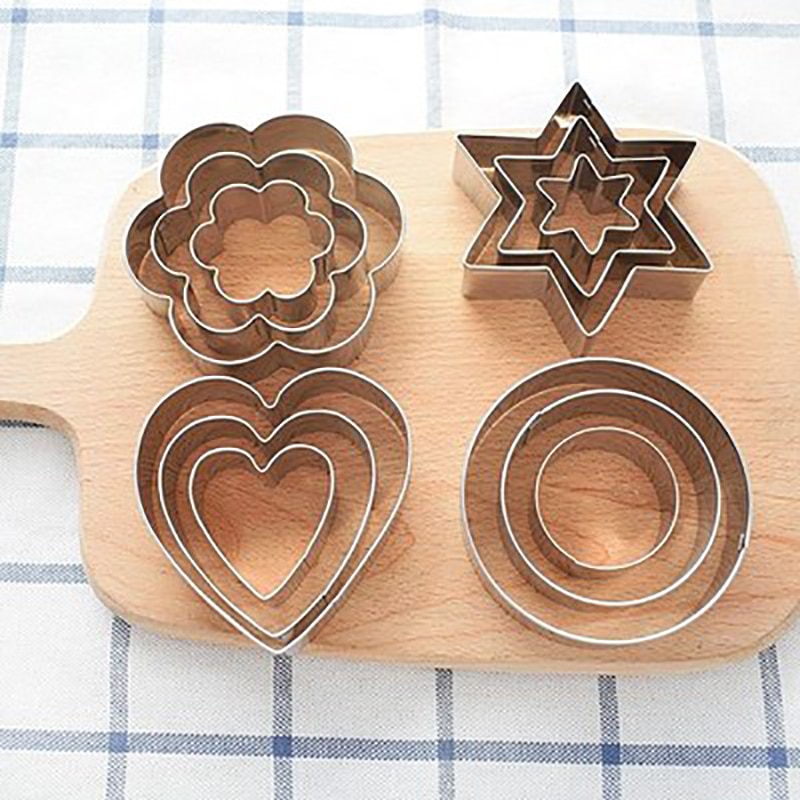 3pcs/Set Stainless Steel Cookie cutter  Flower Heart Round Star Shape