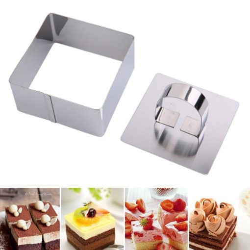 Kookia Stainless Steel Mousse Cake Mold Flower-Shaped Cake Ring with Pusher Pack 2 