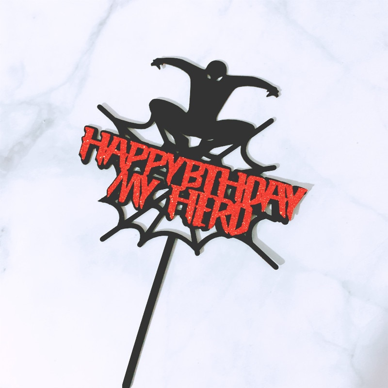 Happy Birthday  Super Hero Acrylic Cupcake Topper