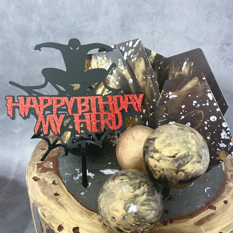 Happy Birthday  Super Hero Acrylic Cupcake Topper
