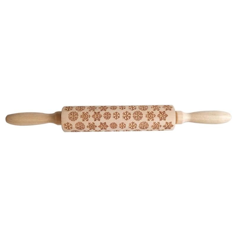 Christmas Rolling Pin Laser Wooden Embossing Rolling Pin