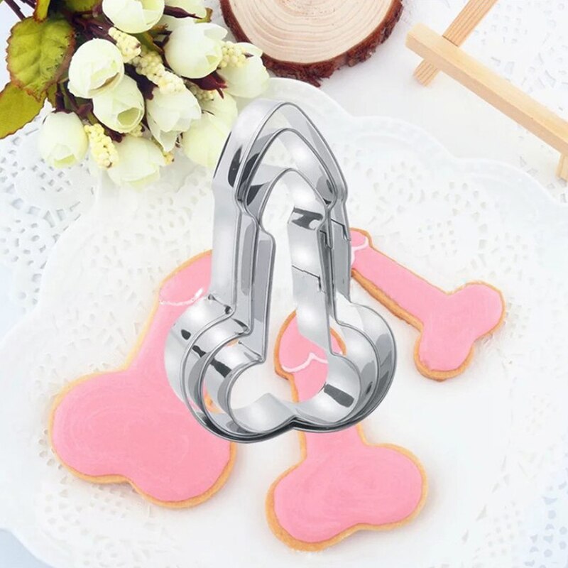 3Pcs/Set 3D Stainless Steel Sexy Penis Cookie Cutter