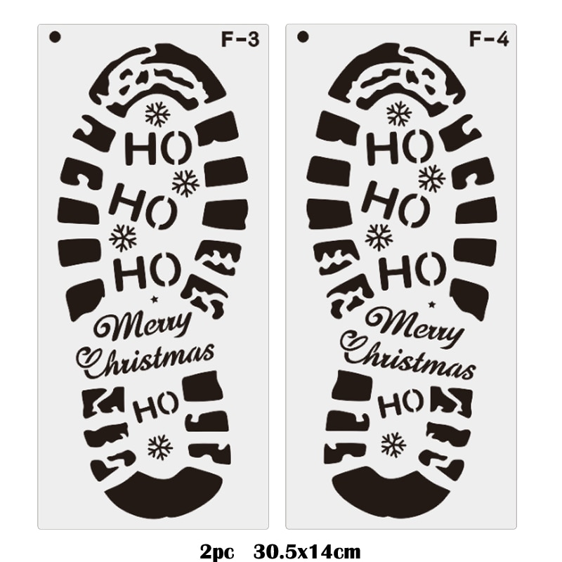 Christmas Footprints Painting Template 2pc