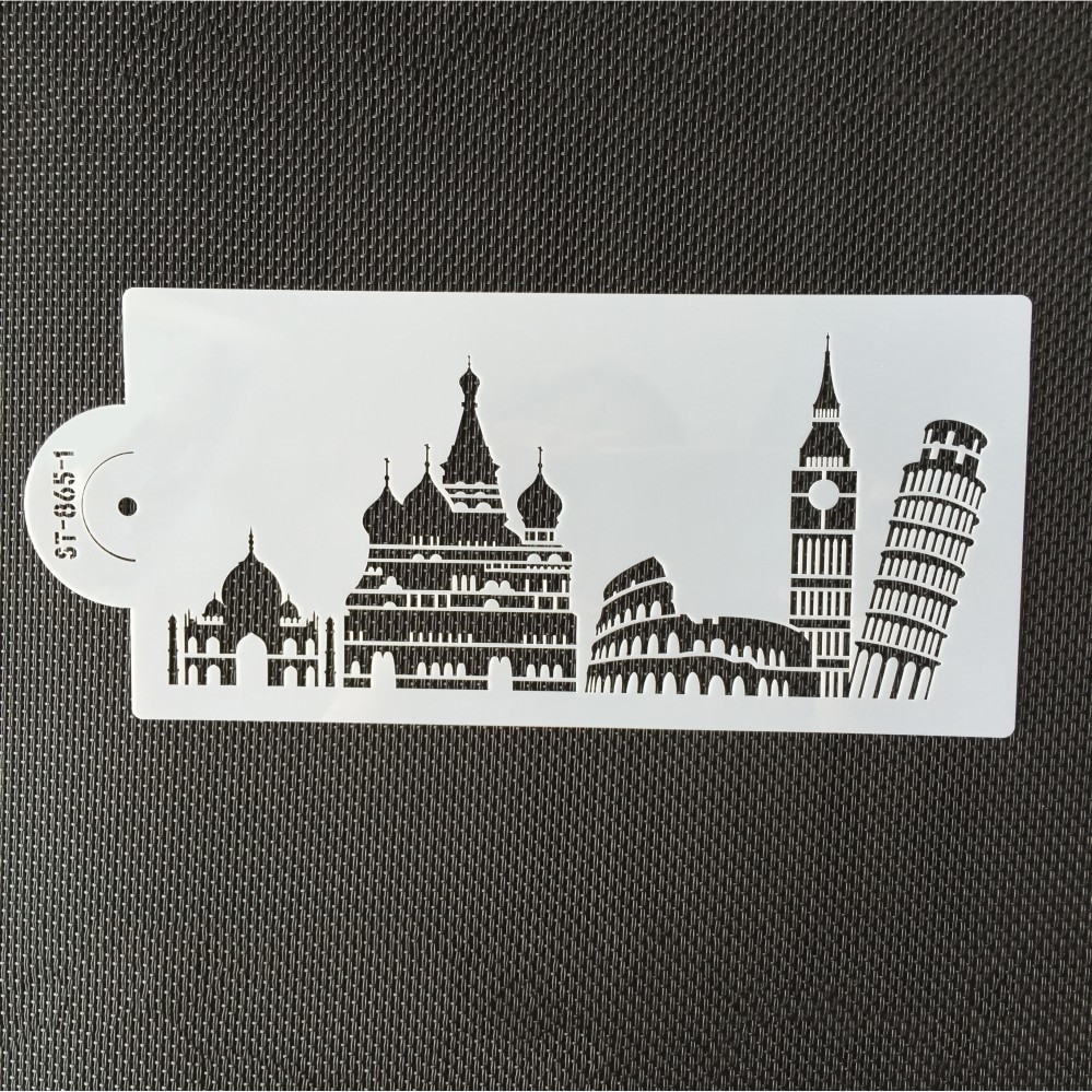 World Map & Landmark Building Cake Stencil Cake Design World Map and Landmark Building Cake Stencil