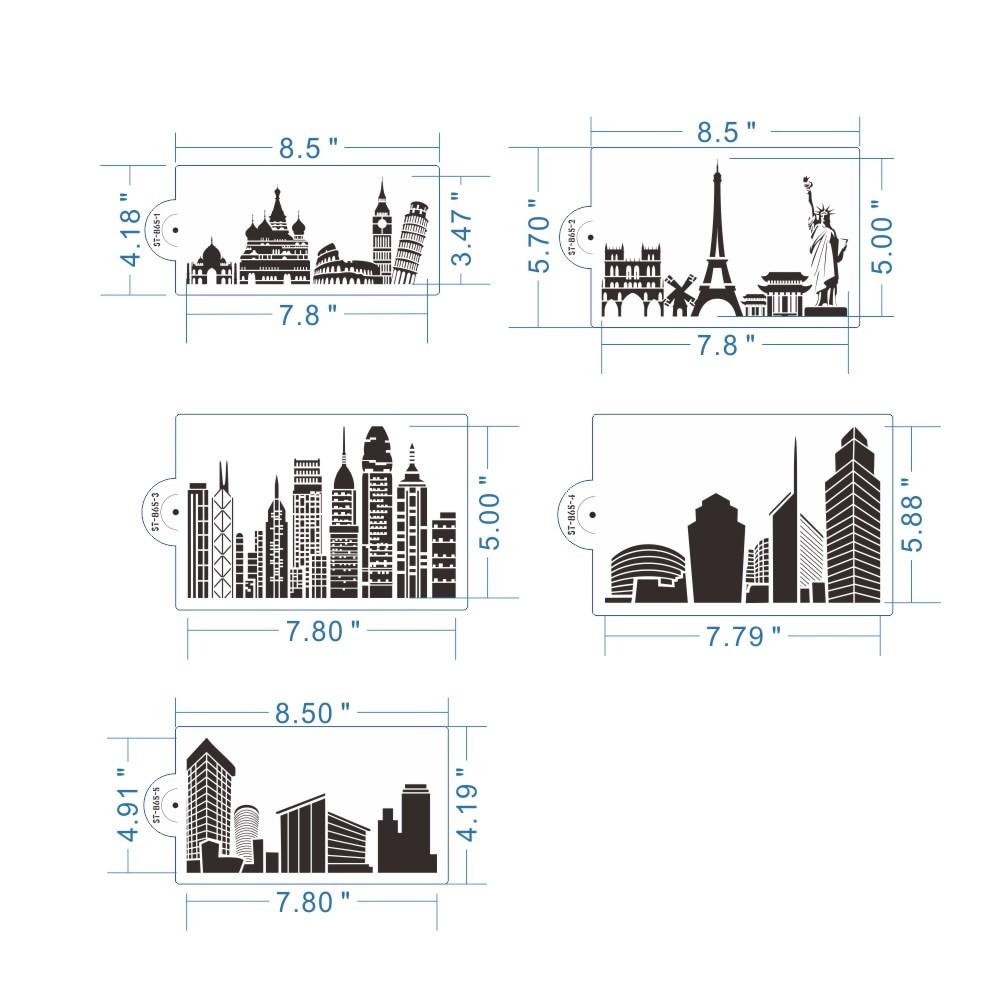 World Map & Landmark Building Cake Stencil Cake Design World Map and Landmark Building Cake Stencil