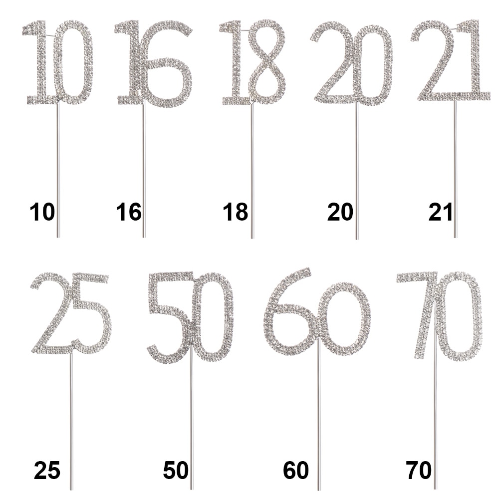 Silver Dual Numberal Cake Toppers Birthday Cake Decoration