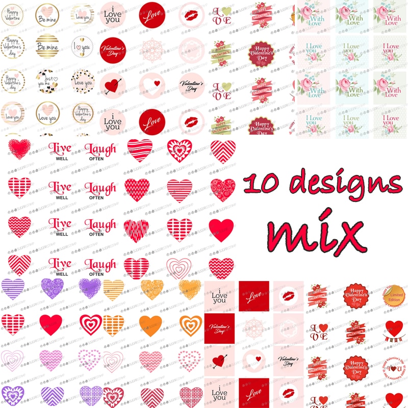 Customized Mix Heart Shape Pattern Sugar Stamp Transfer Paper