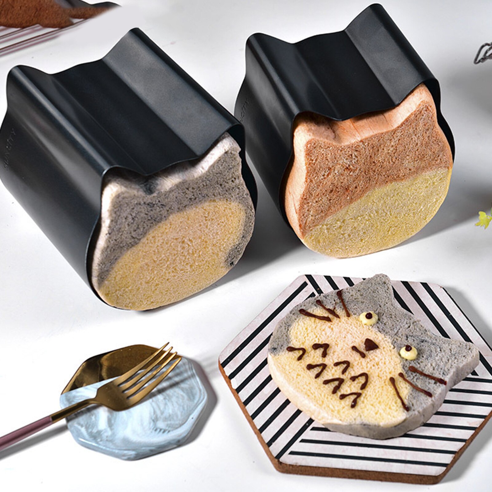 Cat-shaped Smooth Non-stick Bread Toast Box Mold