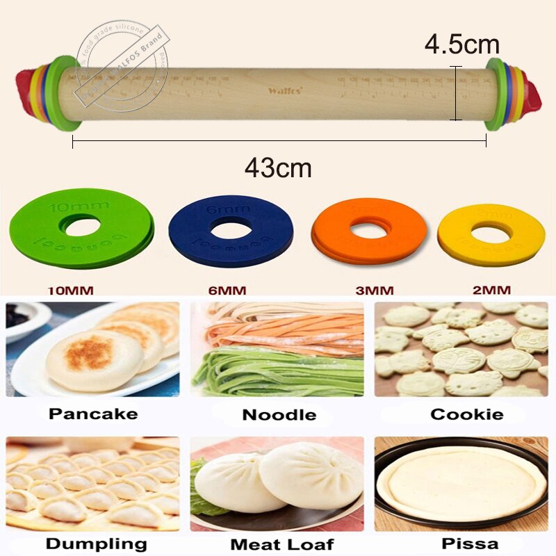 Food Grade Wood adjustable Rolling Pin
