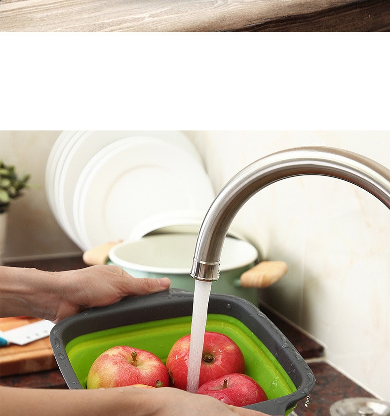 Silicone Folding Drain Basket Fruit Vegetable Washingl