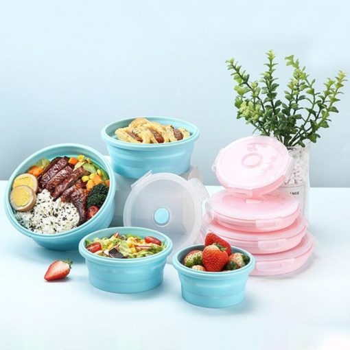 640199 Round Silicone Collapsible Lunch Box