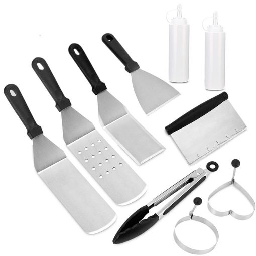 640598 sufmu0 Barbecue Tools Set Professional Griddle Accessories Kit with Carry Bag
