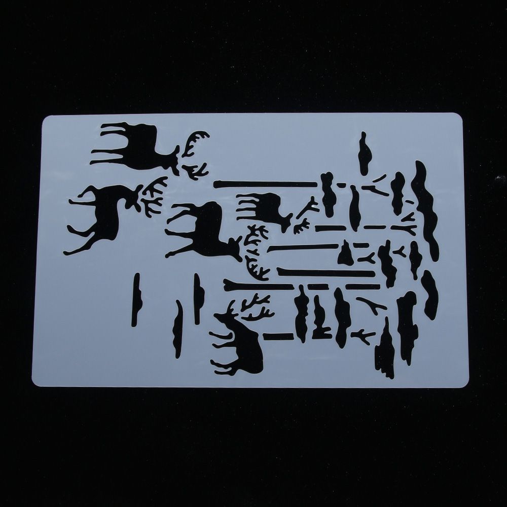 Elk Forest  Stencil Airbrush Painting Art Cake Spray Mold