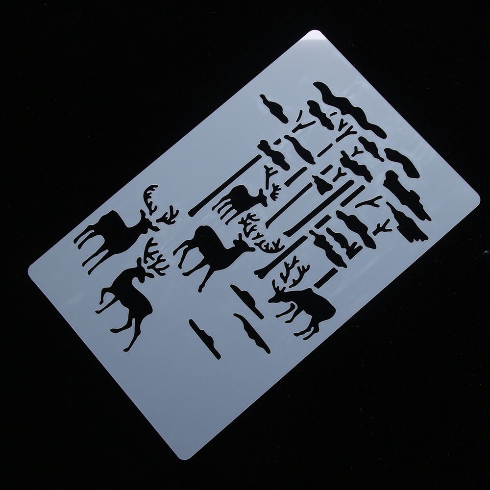 Elk Forest  Stencil Airbrush Painting Art Cake Spray Mold
