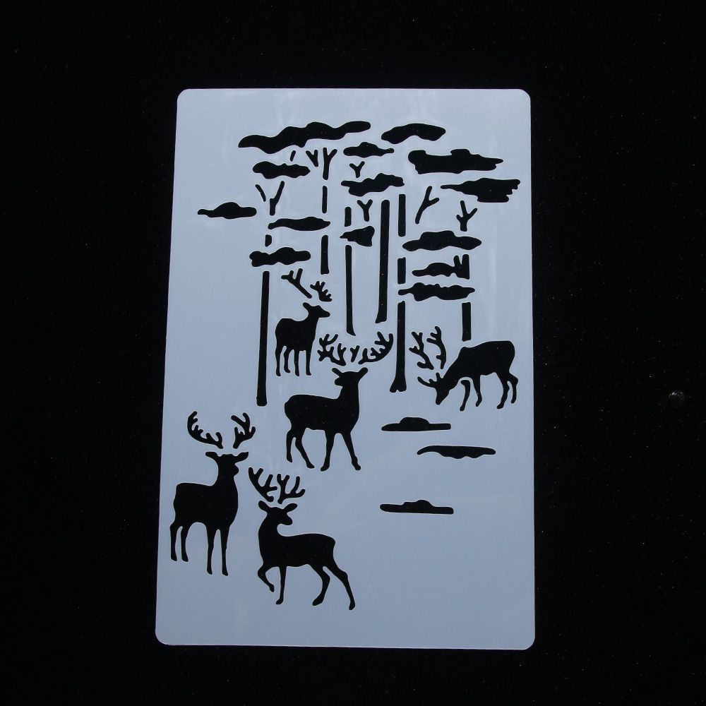 elk-forest--stencil-airbrush-painting-art-cake-spray-mold
