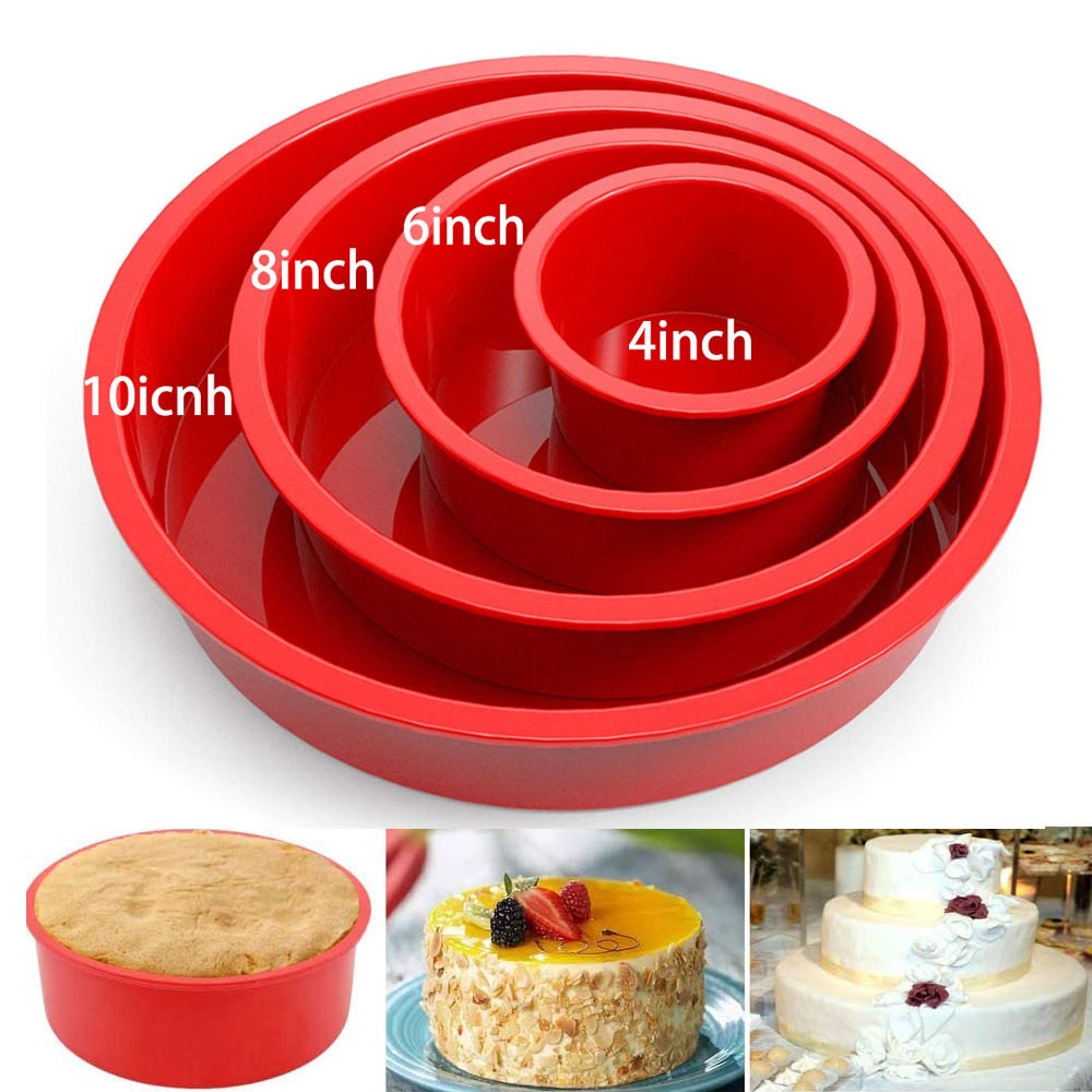 Round Silicone Mold Nonstick Baking Pan 4/6/8/10 Inch