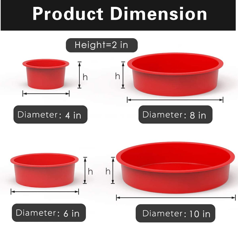 Round Silicone Mold Nonstick Baking Pan 4/6/8/10 Inch