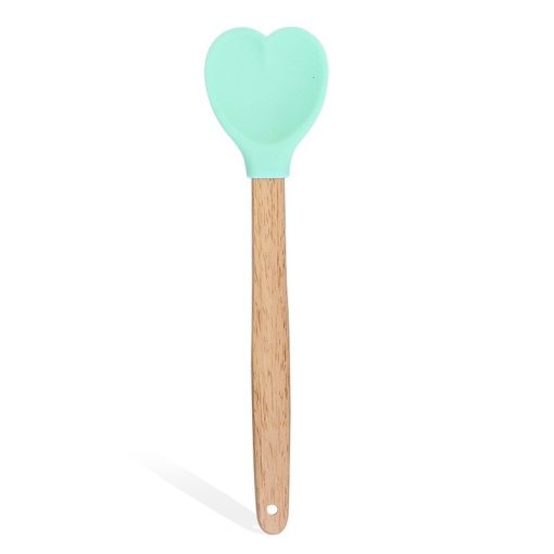 641683 Heart-Shaped Silicone Stirring Spoon with Wooden Handle