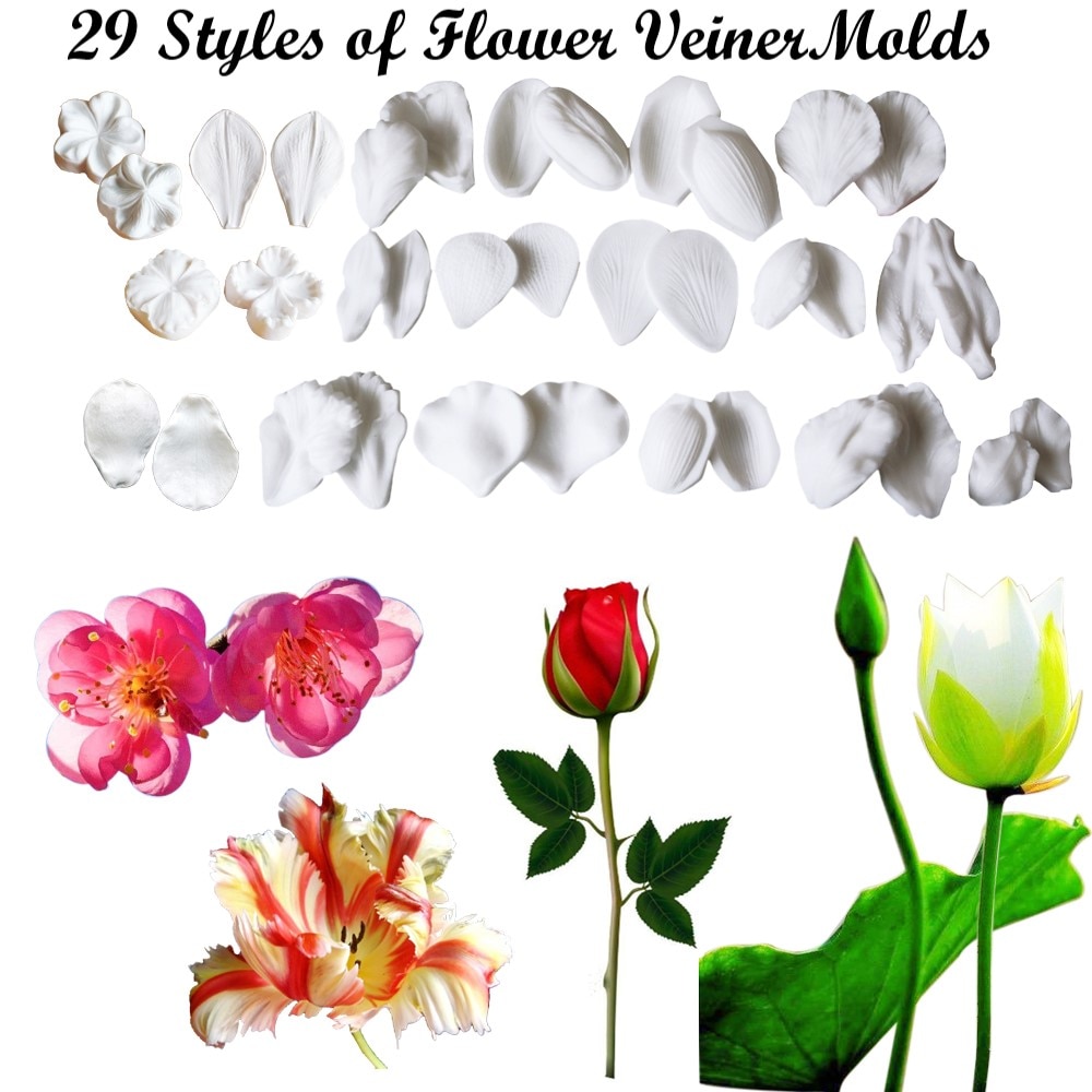 29 Styles 3D Flower Petals Flower Silicone Mold
