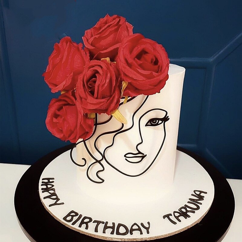 acrylic-minimalist-art-lady-face-cake-topper