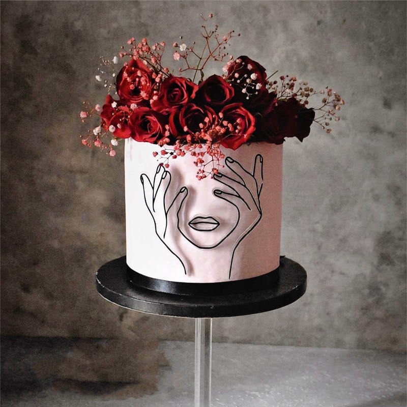 acrylic-minimalist-art-lady-face-cake-topper