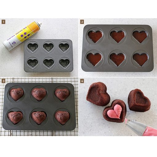 645185 Valentine Heart Shape Baking Pan 6 Cavity