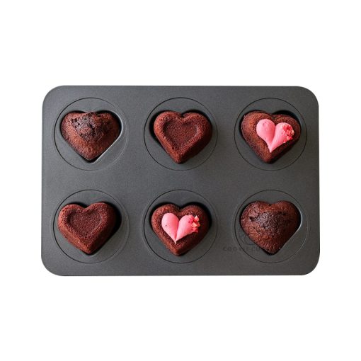 645185 otz3g0 Valentine Heart Shape Baking Pan 6 Cavity