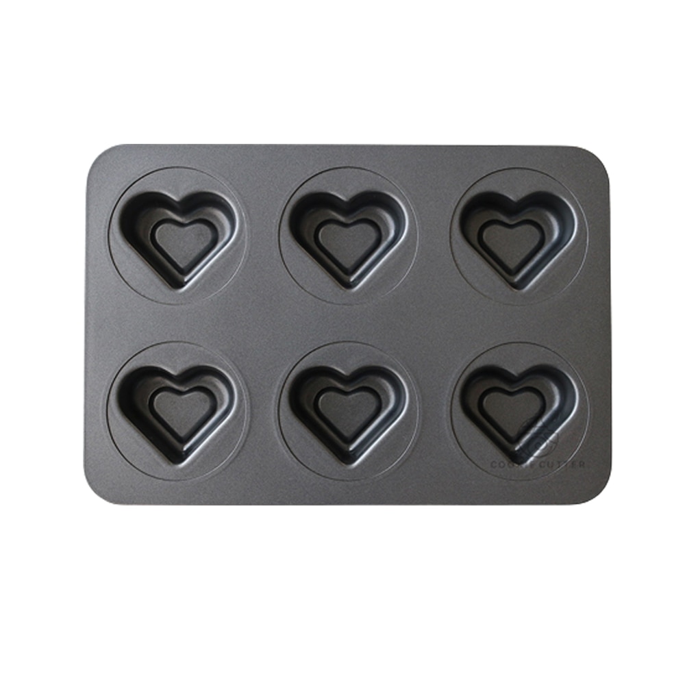 Valentine Heart Shape Baking Pan 6 Cavity