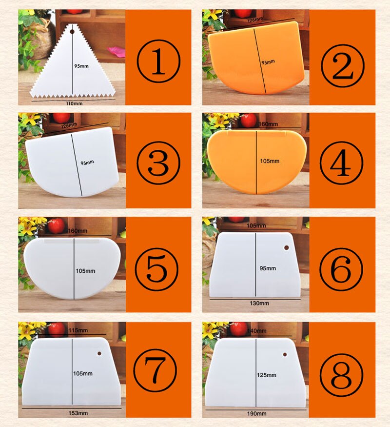 8 Styles Plastic Dough Scraper for Bread Making & Cake Decorating Pastry Tools HTBxoZoQFXXXXcrXFXXqxXFXXXo