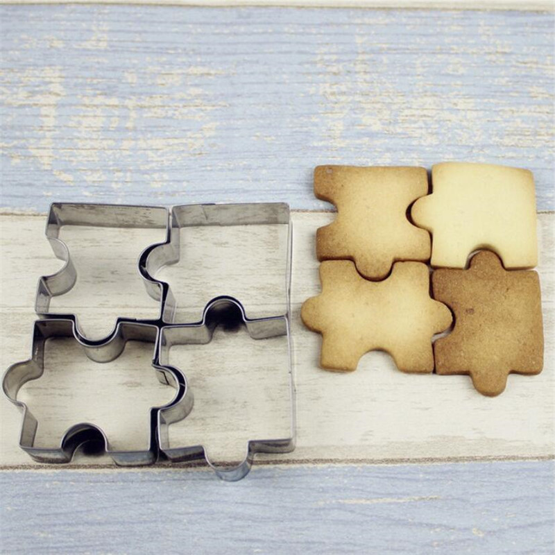 4 Pcs Puzzle Shape Stainless Steel Cookie Cutter set