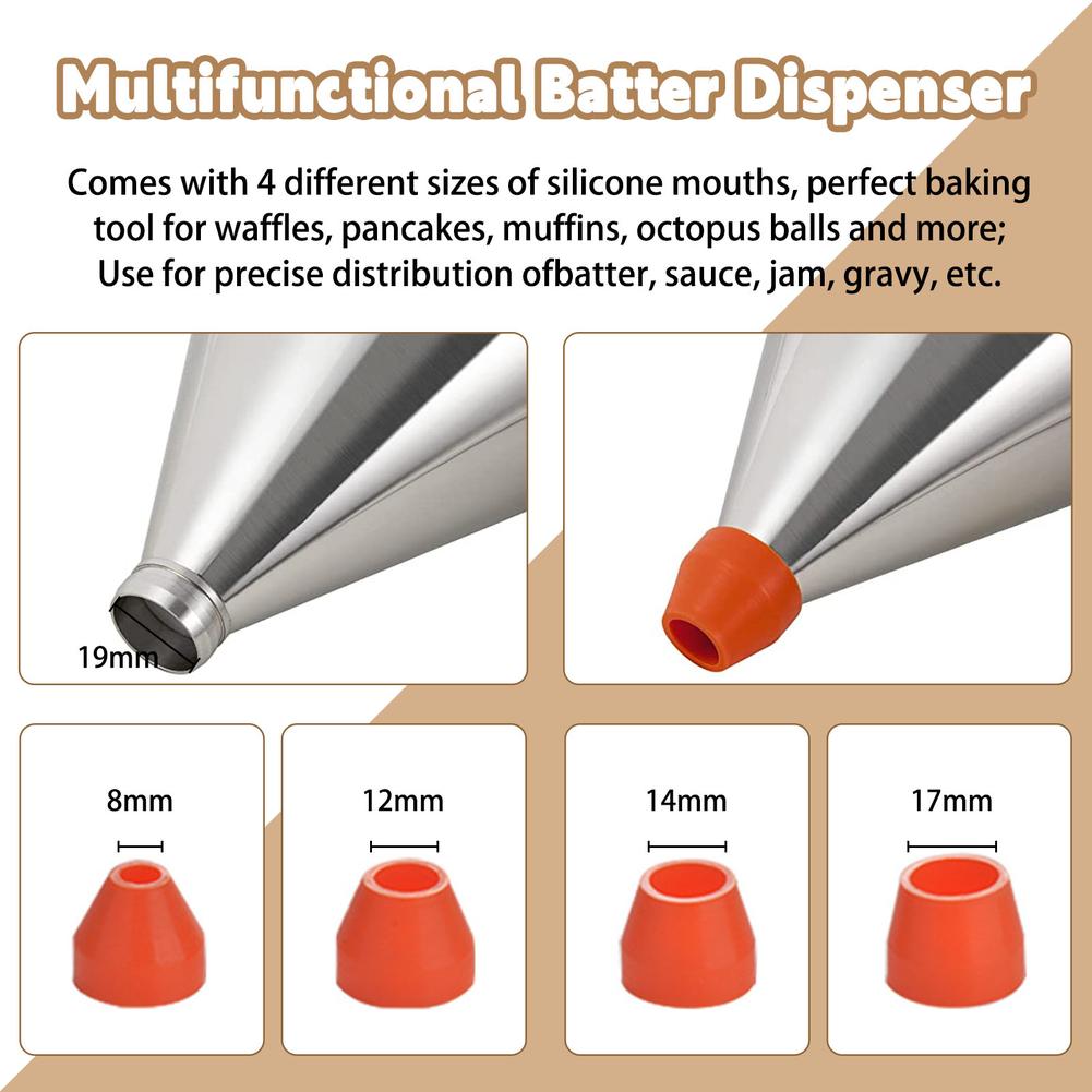 Multi-caliber Batter Dispenser Stainless Steel Funnel
