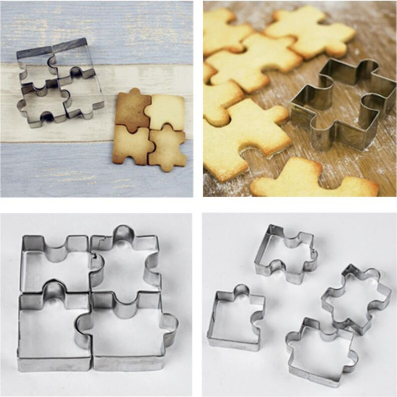 4 Pcs Puzzle Shape Stainless Steel Cookie Cutter set