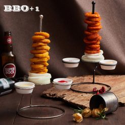 Stainless Steel Onion Ring Tower with 2 Holders